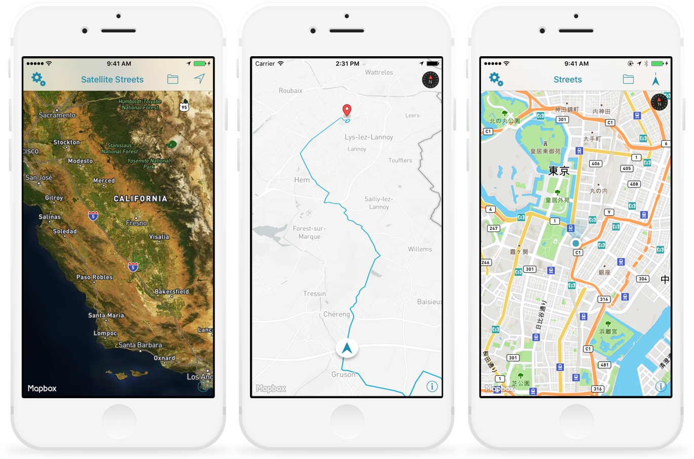 Mapbox iOS SDK screenshots